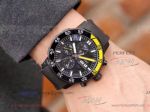 Perfect Replica IWC Aquatimer Day Date Yellow And Black Case Black Face 42 MM Chronograph Watch 